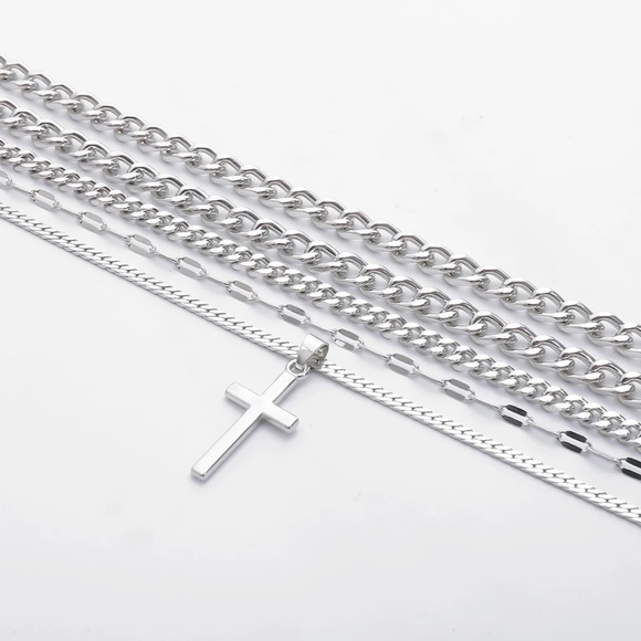 Multilayer Cross ✝️ Catholic Christian Church Silver Necklace - Picture 5 of 5